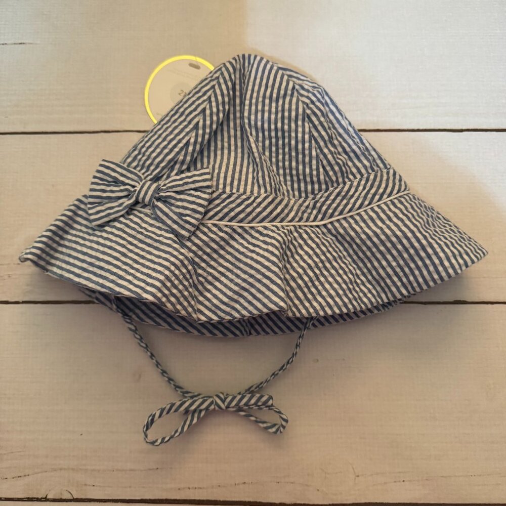 Petit Ami Navy Seersucker Sun Hat 2T